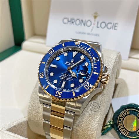 rolex submariner gold blue on wrist|Rolex Submariner 126613lb problems.